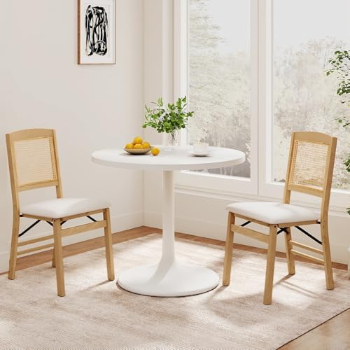 KOTEK Folding Dining Chairs Set of 4, Wooden Kitchen Chairs with Padded Seat ...