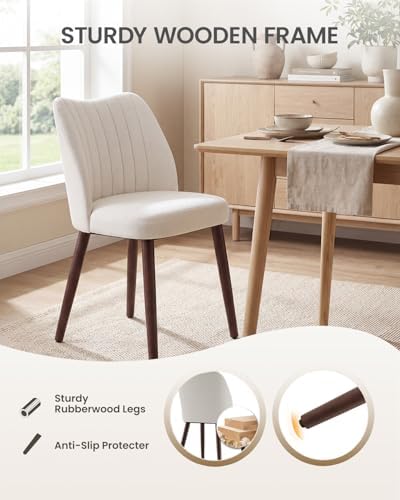 Upholstered Dining Chairs Set of 4, Farmhouse Fabric Kitchen Chairs with Soli...