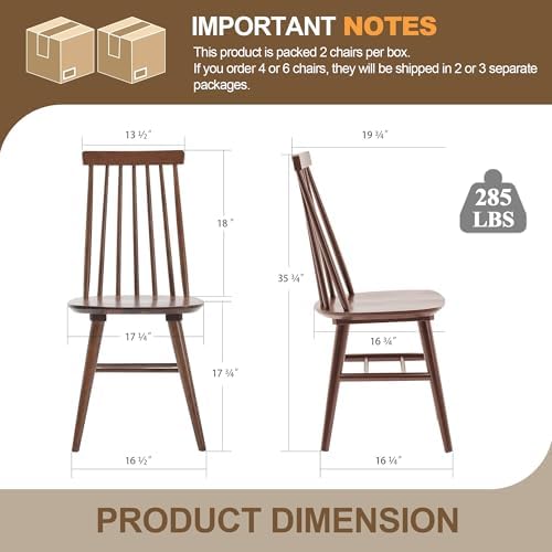 DUHOME Walnut Wooden Dining Chairs Set of 4
