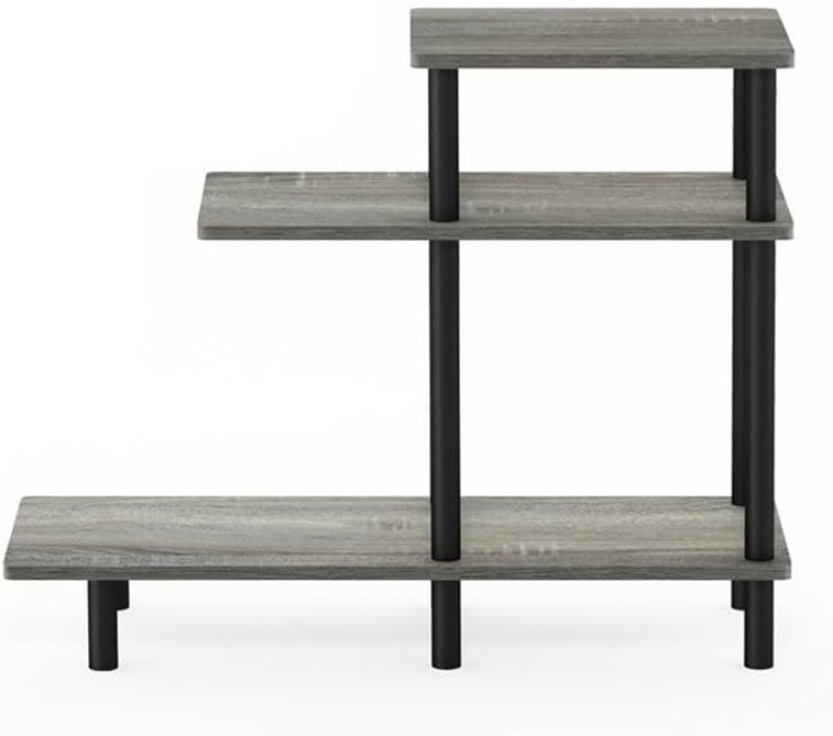 Pemberly Row 3-Tier Sofa Side Table, Engineered Wood, French Oak Gray/Black F...