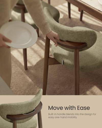 VASAGLE Wooden Dining Chairs Set of 2, Upholstered Kitchen Chairs