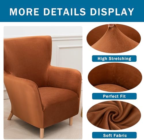 NILUOH Armchair Slipcover 1-Piece Stretch Velvet Wing Back Chair Sofa Slipcov...