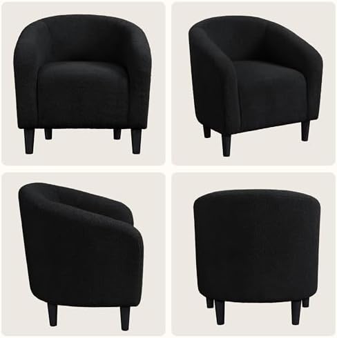 Yaheetech Compact Sherpa Accent Chairs Set of 2 for Small Spaces, Black