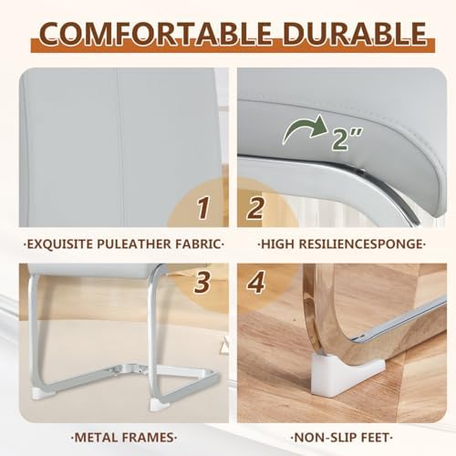 gopop Dining Table Set for 6, 7-Piece Glass Table with 6 PU Leather Chairs | ...