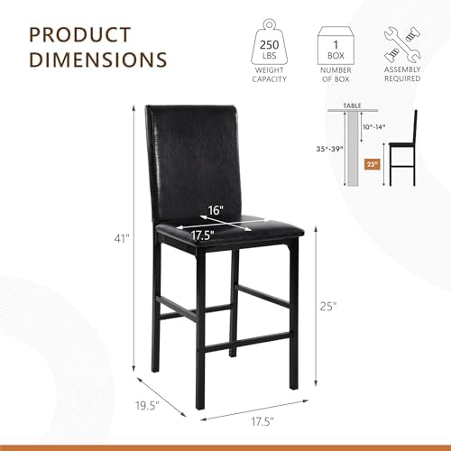 Homelegance Tempe Dining Counter Height Chair (Set of 4), Faux Leather, Dark ...