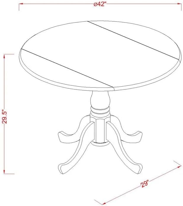 East West Furniture DLT-BLK-TP Dublin Modern Kitchen Table - a Round Dining T...