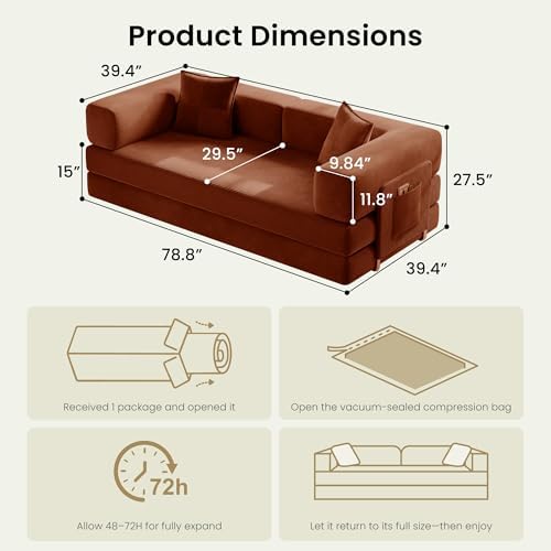 78.8" Convertible Futon Sofa Bed, Couch for Living Room | Corduroy Loves...