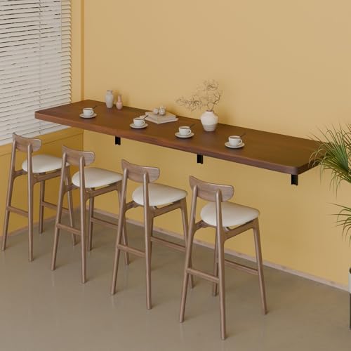 IAE Wall Mounted Folding Table with Pine Wood,60" x 16"Floating Wal...