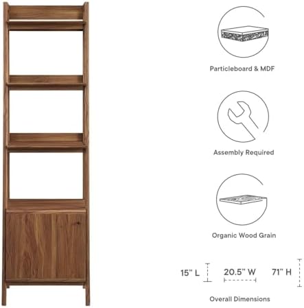 Modway 21" Bookshelf Display Case in Walnut