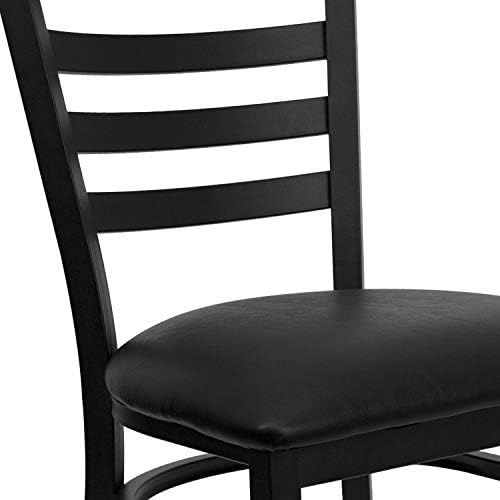 Flash Furniture HERCULES Series Black Ladder Back Metal Restaurant Chair - Bl...