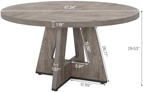 Tribesigns 47 inch Round Dining Table Wood Kitchen Table for Dining Room, 47&...