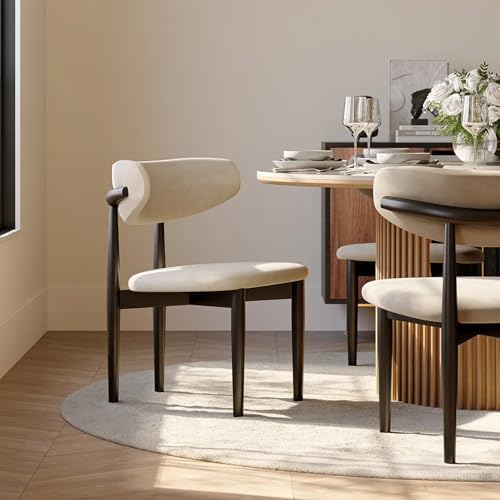 POVISON Fully-Assembled Dining Chairs Set of 4, Walnut-Colored Ash Wood Chairs