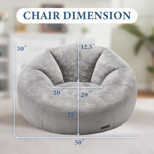 Hobestluk Large Beanbag Chairs for Adults Donut-Shaped Plush Sofa Couch | Gre...