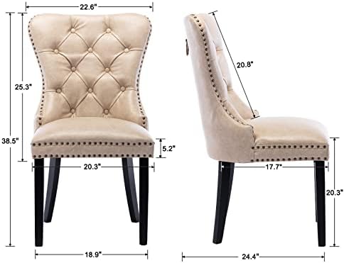 CIMOTA Beige Leather Dining Chairs Set of 8 Mid Century Modern Dining Room Ch...