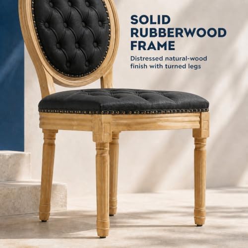 ODUSE-DAILY French Country Dining Chairs Set of 6, Black Kitchen & Dinnin...
