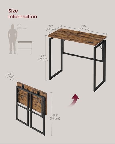 VASAGLE Folding Desk, Small Computer Desk, Foldable Table 31.5 Inch