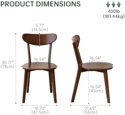 Dining Chairs, Kitchen Chairs, 100% Oak Solid Wood Modern Chair with Curved B...