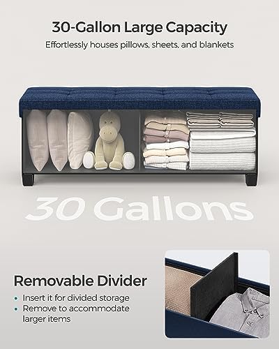 SONGMICS Storage Ottoman Bench, Foldable Foot Rest with Legs | End of Bed Ben...