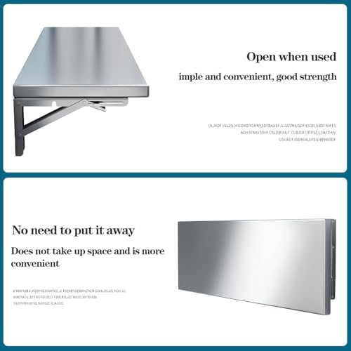 Wall Mounted Folding Table, Stainless Steel, 39.4 x 15.7 Inch