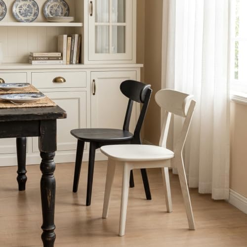 Dining Chairs, Kitchen Chairs, 100% Oak Solid Wood Modern Chair with Curved B...