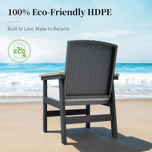 SUNSHINE VALLEY 7pc Patio Dining Set, HDPE 64" Table & 6 Chairs