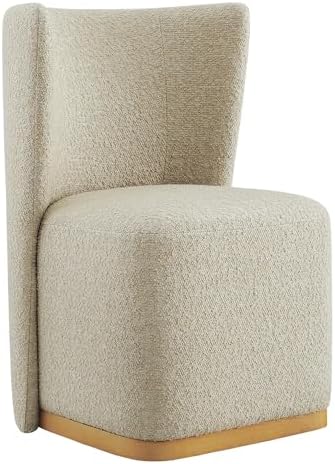 CHITA Upholstered Rolling Dining Chair with Casters Set of 4, Oatmeal | FSC C...