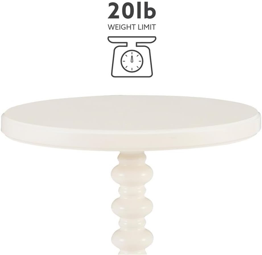 Pemberly Row Contemporary Wood Spindle Side Table, Off White Finish, 17"...