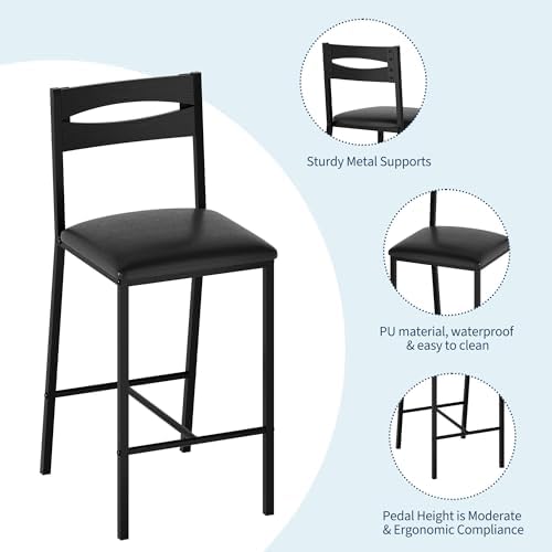 GarveeHome Dining Table Set for 2, Wood Table with Upholstered Chairs