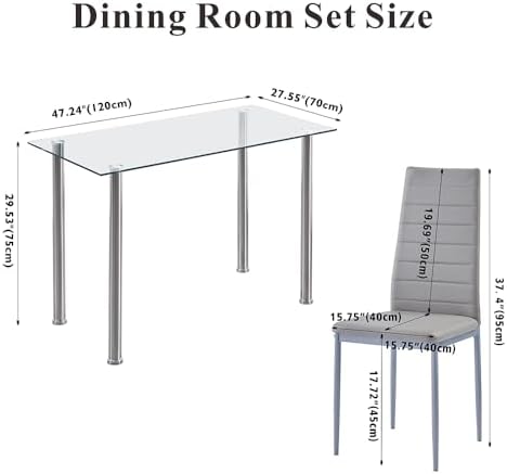 Dining Table Set for 4, 5 Piece Kitchen Table and Chairs for Dinette, Apartme...