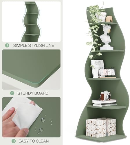 Tribesigns Corner Shelf, Modern 5-Tier Wall Corner Bookshelf, Stylish Corner ...
