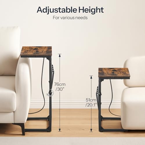 HOOBRO Side Tables for Couch, Adjustable Height C Shaped End Tables