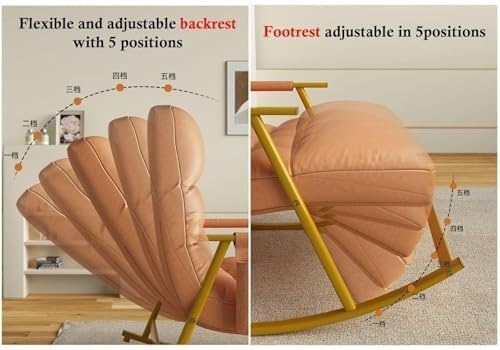 Lazy Sofa Rocking Chair Double Position Glider with Storage Pocket, Soft Cush...