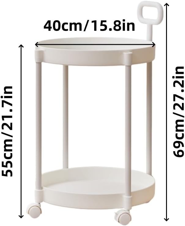 Sofa Side Table, Decorative Table with Universal Wheels, Metal Frame Coffee T...