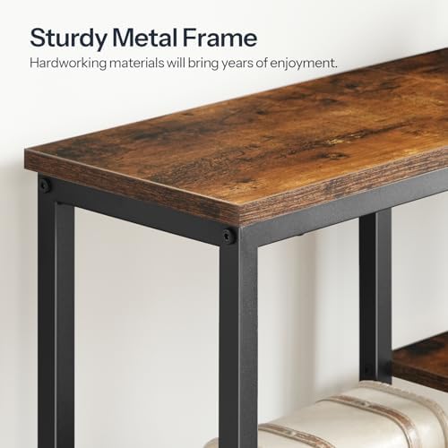 HOOBRO Narrow Console Table, Sofa Table, 4-Tier Industrial Entryway Table wit...