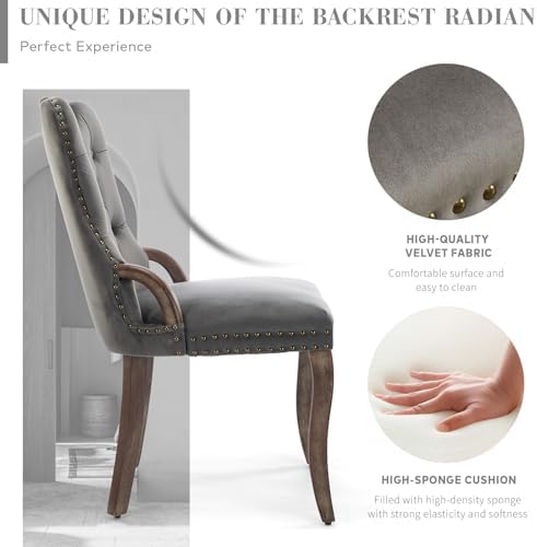 SoarFlash Velvet Dining Chair Set of 6, Solid Wood Handles, Upholstered Tufte...