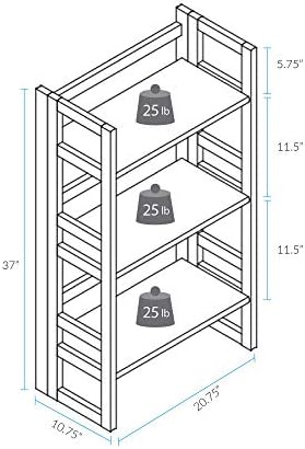 3-Shelf Folding Student Bookcase 20.75" Wide-Natural