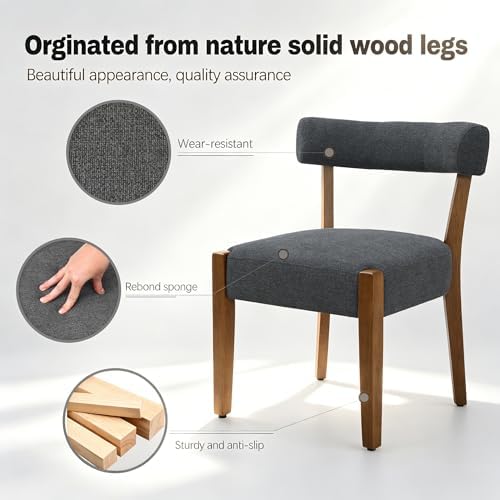RNKSFX Upholstered Dining Chairs Set of 6, Walnut Wooden Kitchen & Dining...