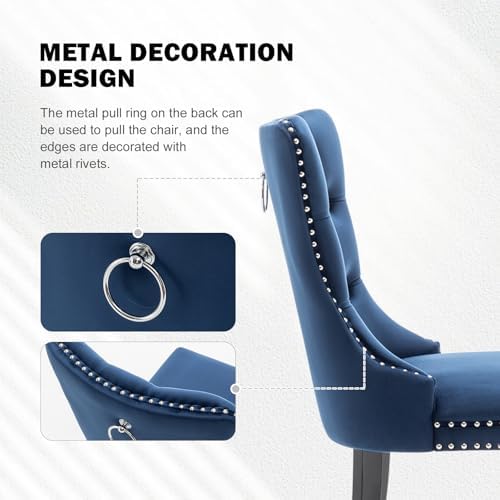 Hixkol Velvet Dining Chairs Set of 6,Upholstered Dining Chairs with Ring Pull...