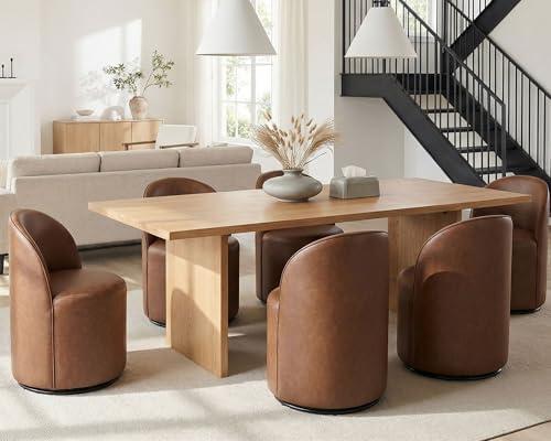 HNY Upholstered Kitchen & Dining Room Barrel Chairs Set of 4, Mid Century...