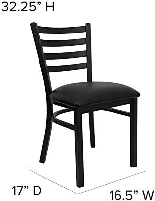 Flash Furniture HERCULES Series Black Ladder Back Metal Restaurant Chair - Bl...