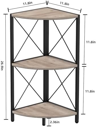 Snughome Corner Shelf for Desktop, 3-Tier Corner Storage Organizer with Metal...
