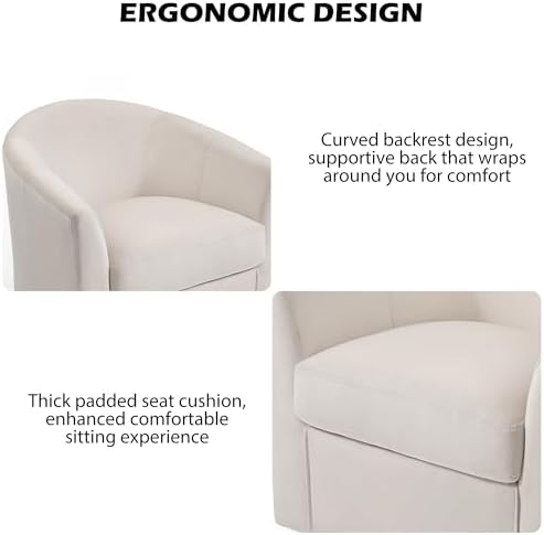 Swivel Accent Chair, Upholstered Velvet Barrel Armchair, Modern Round Single ...