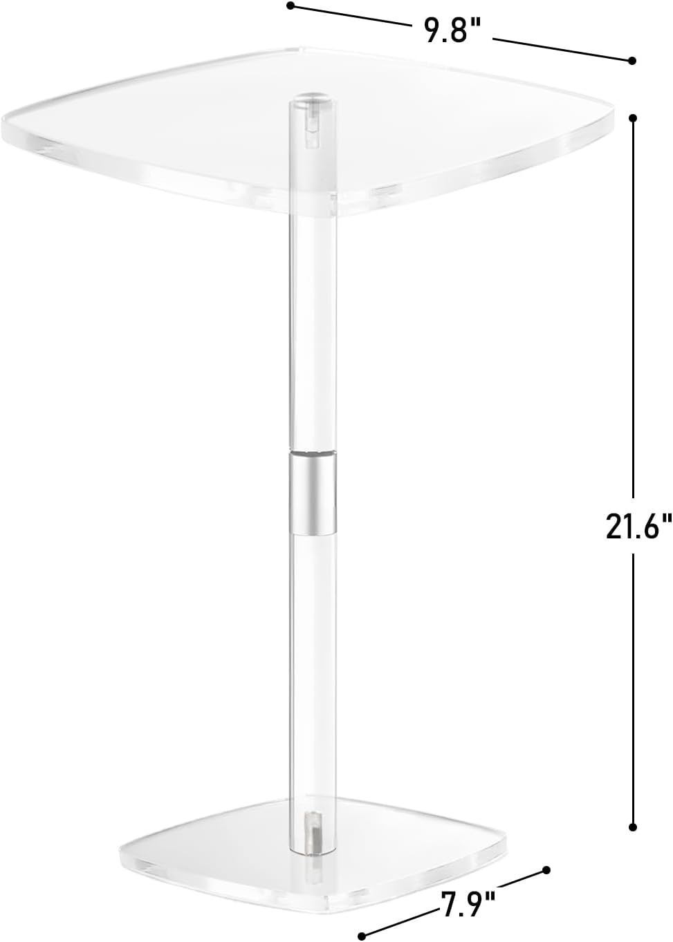 Square Drink Table, 10" Lx10 Wx21.6 H Acrylic Side Table for Small Space...