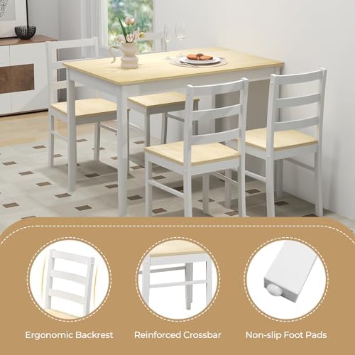 GIANTEX 5-Piece Dining Table Set for 4, 45" Rectangular Kitchen Table an...