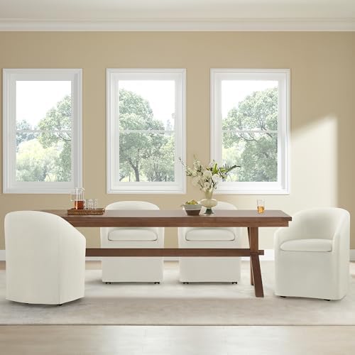 KISLOT Upholstered Dining Chairs with Casters, Washable Cover Modern Dining R...