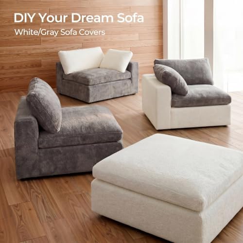 Amsleekey 108" Cloud Sectional Couch with 2 Washable Cover Sets | L-Shap...