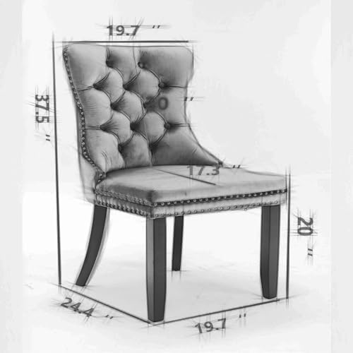 Virabit Velvet Dining Chairs, Tufted Upholstered Dining Chairs with Nailhead ...