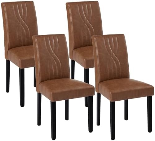 VECELO Upholstered Dining Chairs Set of 4, Modern PU Leather High Back Chairs...