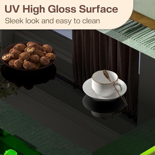 LUXOAK 3-Piece Modern Coffee Table Set with LED Lights | High-Gloss Finish, C...