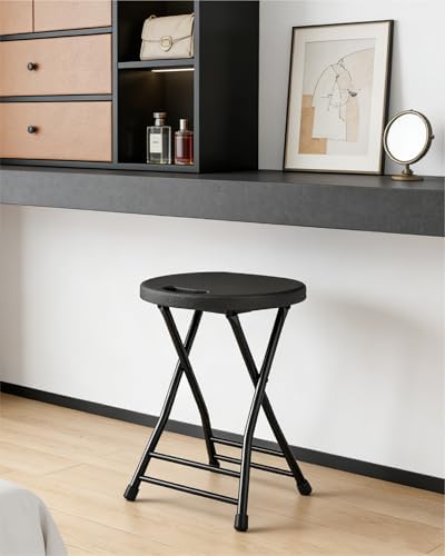 Folding Stool, 18 Inch Foldable Stool with Handle & Steel Frame, Pack of ...